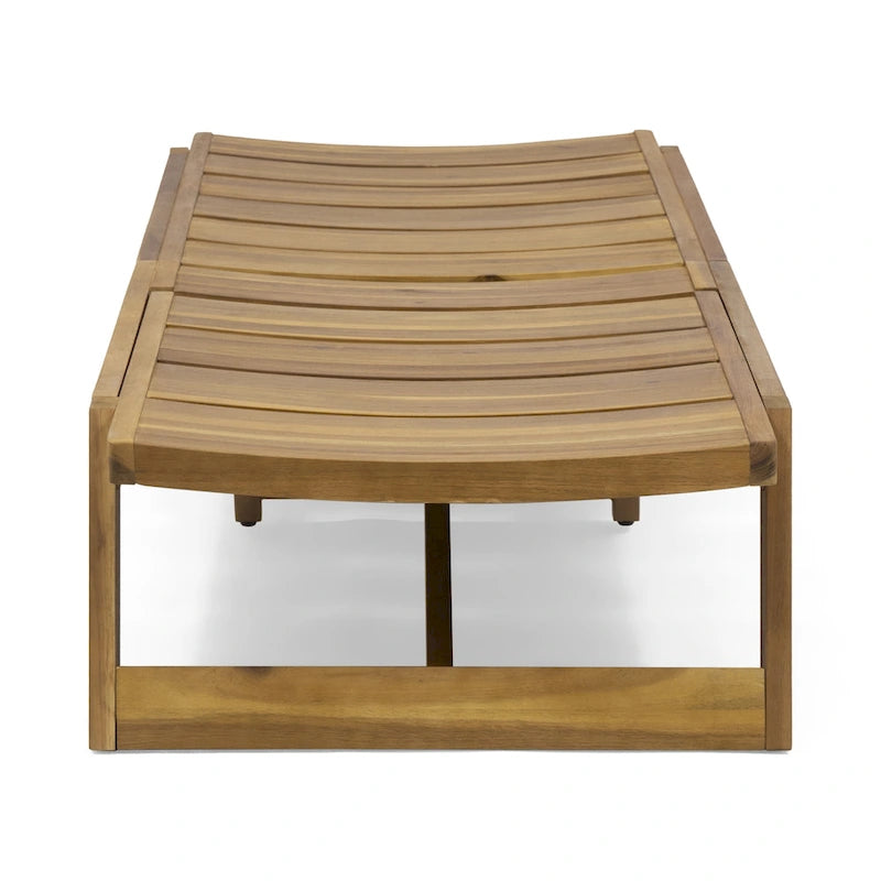 Chaise longue Maki jaune marron en bois d'acacia, meuble de patio extérieur réglable avec cadre en métal 78 po