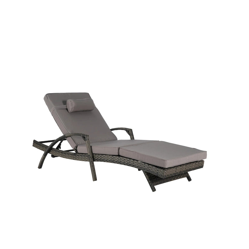 Lot de 2 chaises longues inclinables en osier d'extérieur avec coussins