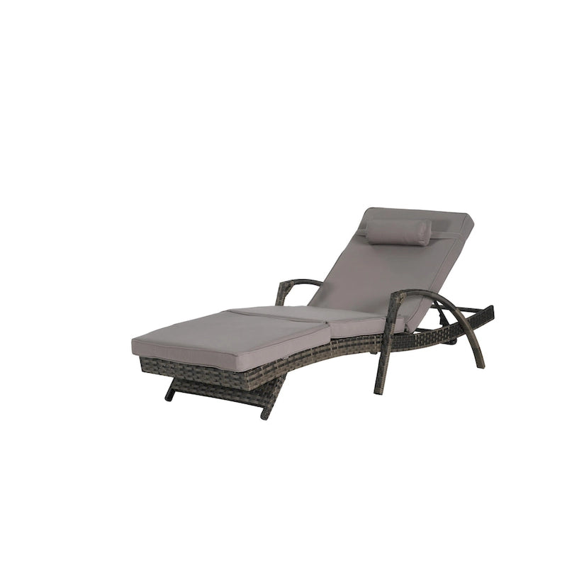 Lot de 2 chaises longues inclinables en osier d'extérieur avec coussins