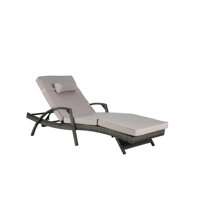 Lot de 2 chaises longues inclinables en osier d'extérieur avec coussins