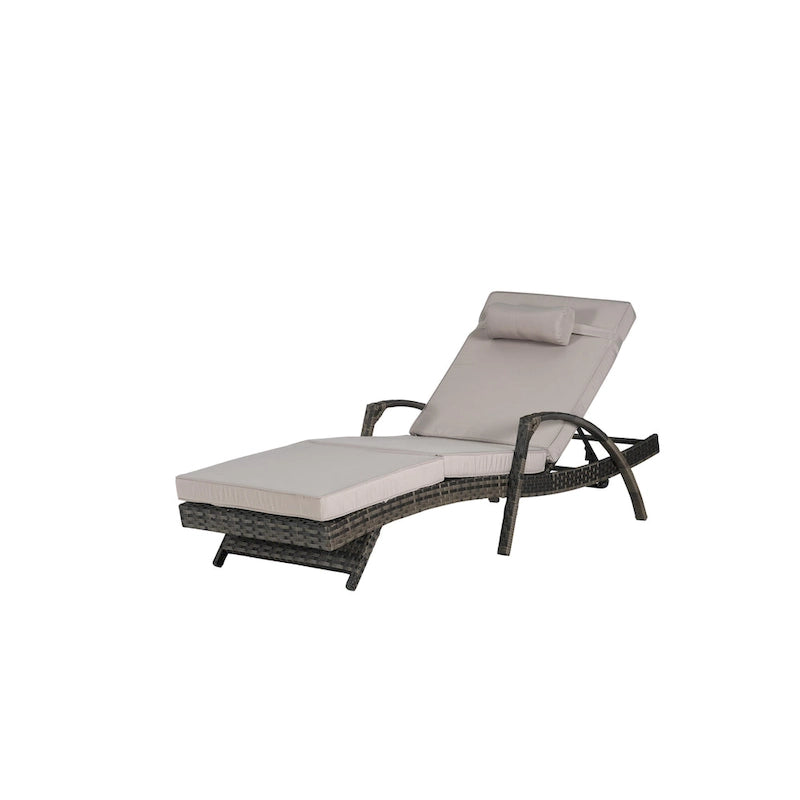 Lot de 2 chaises longues inclinables en osier d'extérieur avec coussins