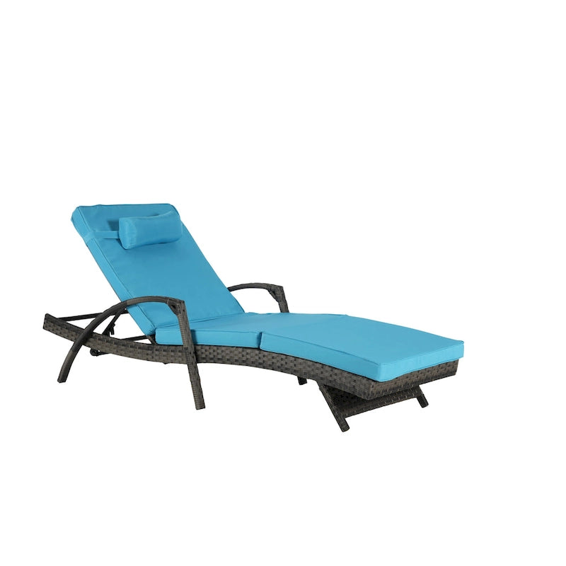 Lot de 2 chaises longues inclinables en osier d'extérieur avec coussins