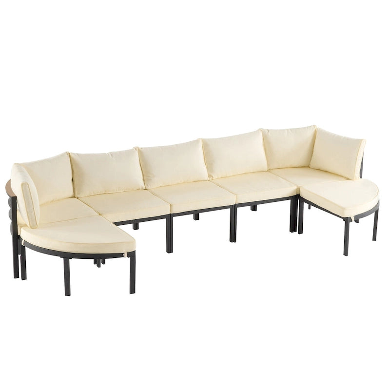 Ensemble de canapé d'angle d'extérieur moderne, salon de jardin, ensemble de conversation d'extérieur avec coussins