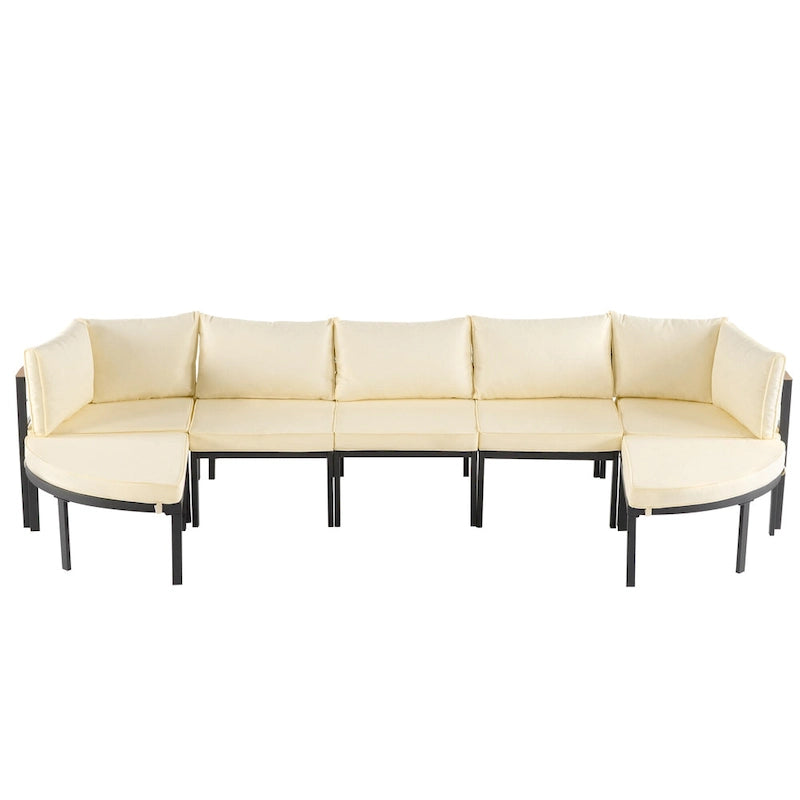 Ensemble de canapé d'angle d'extérieur moderne, salon de jardin, ensemble de conversation d'extérieur avec coussins