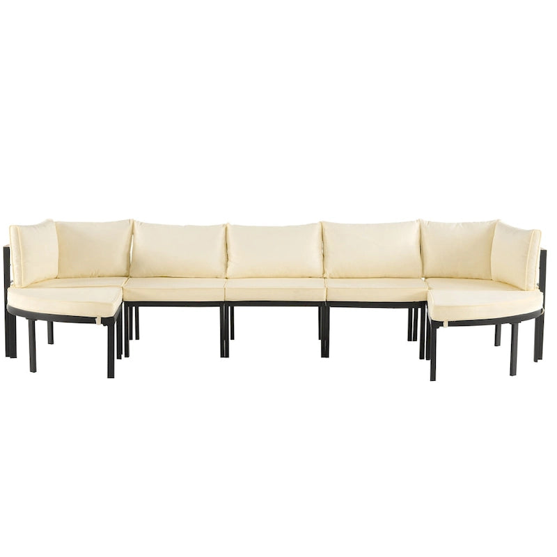 Ensemble de canapé d'angle d'extérieur moderne, salon de jardin, ensemble de conversation d'extérieur avec coussins