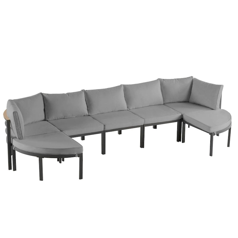 Ensemble de canapé d'angle d'extérieur moderne, salon de jardin, ensemble de conversation d'extérieur avec coussins