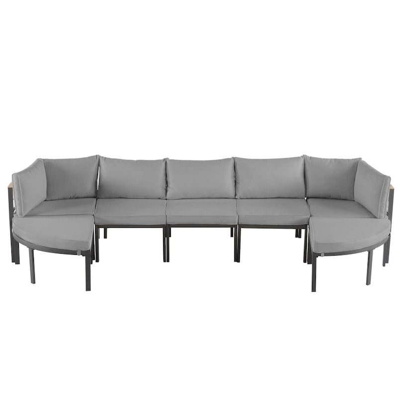 Ensemble de canapé d'angle d'extérieur moderne, salon de jardin, ensemble de conversation d'extérieur avec coussins