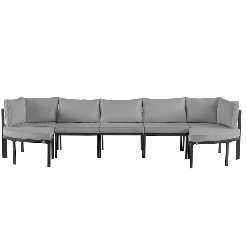 Ensemble de canapé d'angle d'extérieur moderne, salon de jardin, ensemble de conversation d'extérieur avec coussins