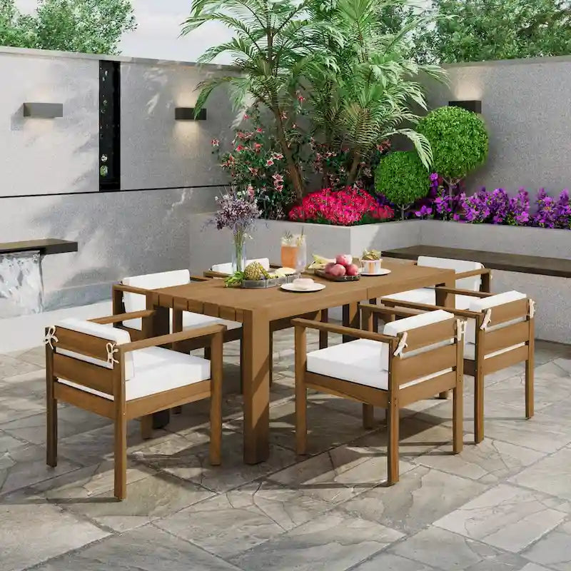 7-Piece Patio Dining Table Set for 6, Outdoor Furniture Sets with 72.8Rectangle Table