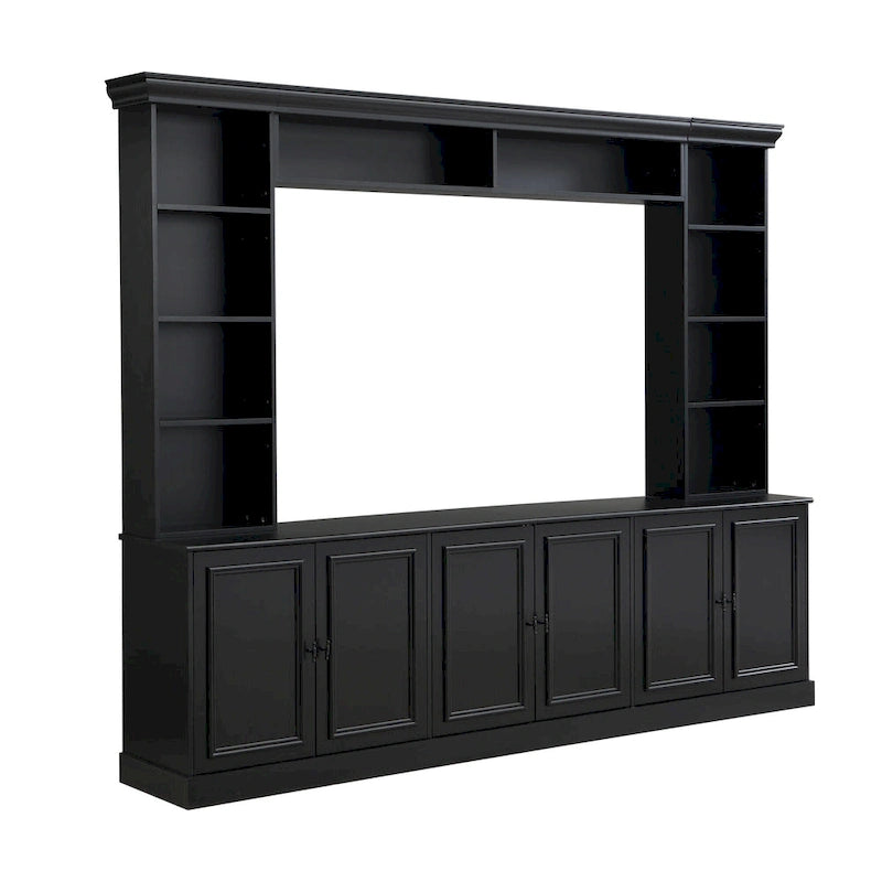 4-Piece Entertainment Center Wall Unit Set with Bridge for TVs Up to 70, TV Stand W/Adjustable Shelves, Large Media Console