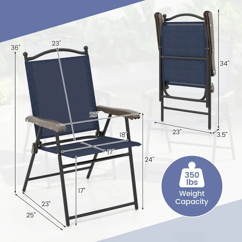 Costway Set of 2 Patio Folding Sling Back Chairs Camping Deck Garden - Set of 2