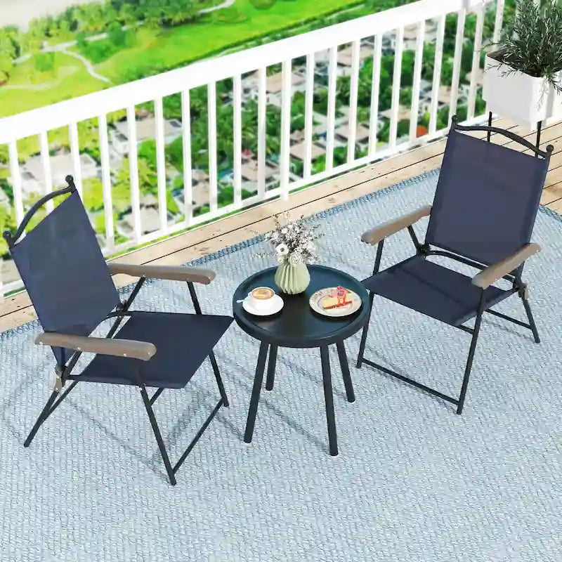 Costway Set of 2 Patio Folding Sling Back Chairs Camping Deck Garden - Set of 2