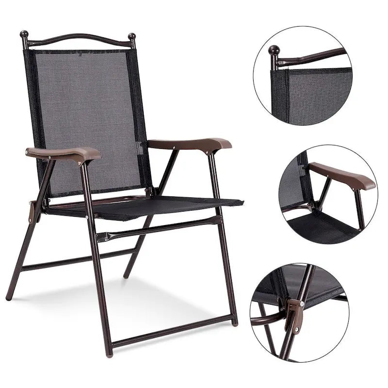 Costway Set of 2 Patio Folding Sling Back Chairs Camping Deck Garden - Set of 2