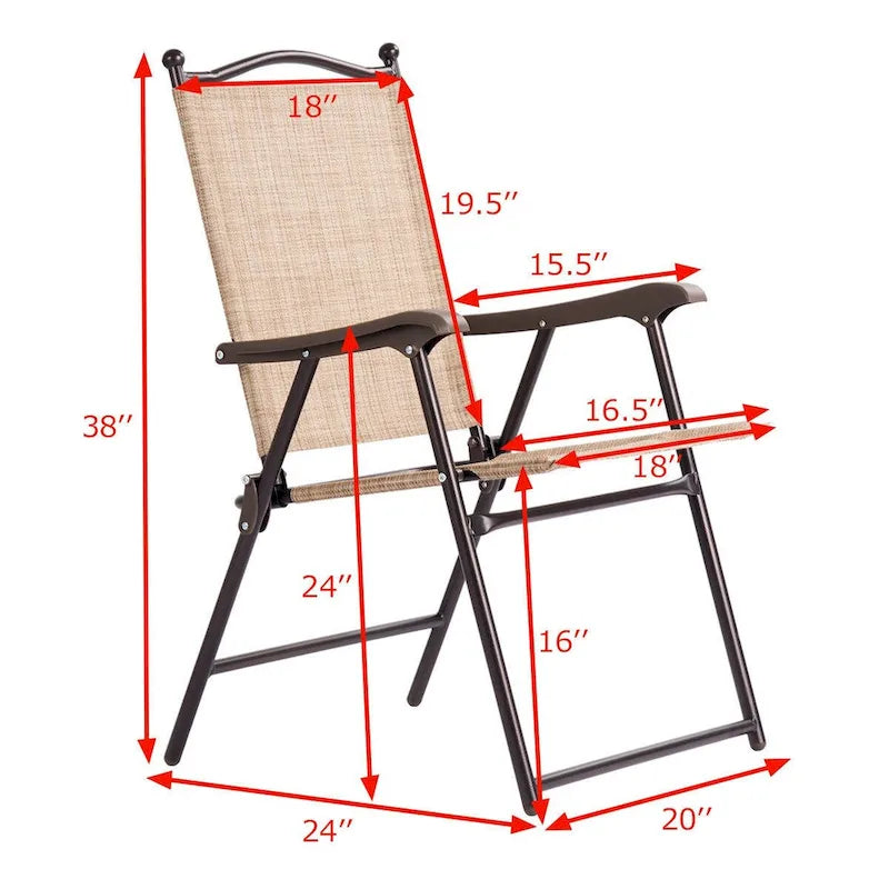 Costway Set of 2 Patio Folding Sling Back Chairs Camping Deck Garden - Set of 2