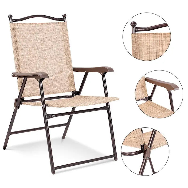 Costway Set of 2 Patio Folding Sling Back Chairs Camping Deck Garden - Set of 2