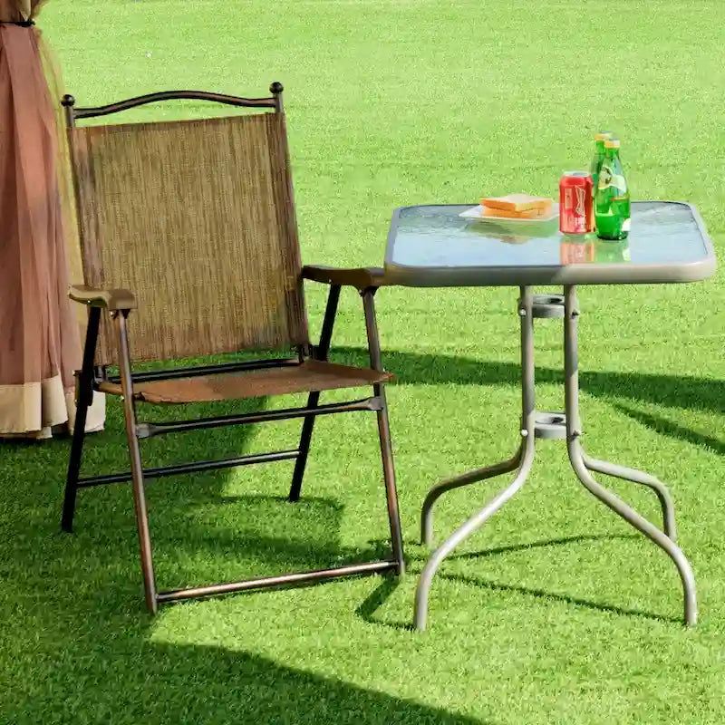 Costway Set of 2 Patio Folding Sling Back Chairs Camping Deck Garden - Set of 2