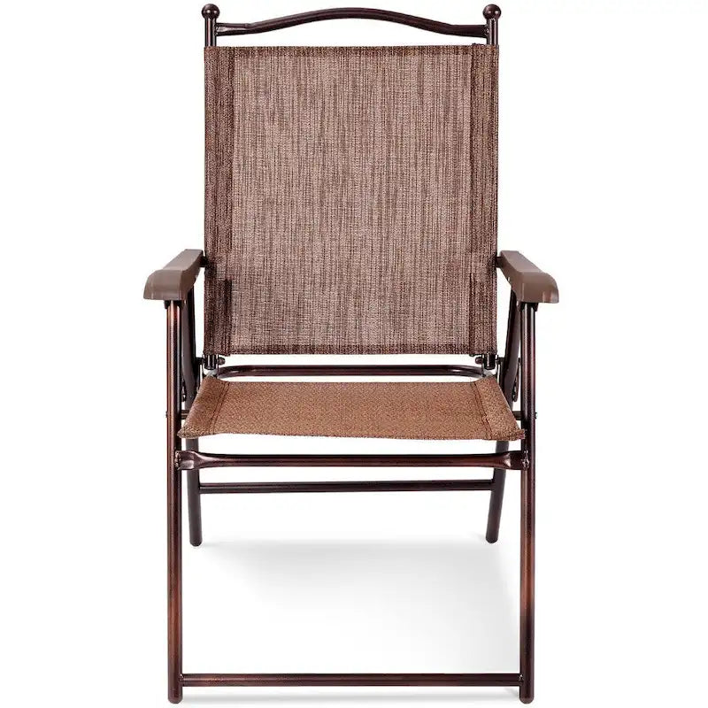 Costway Set of 2 Patio Folding Sling Back Chairs Camping Deck Garden - Set of 2
