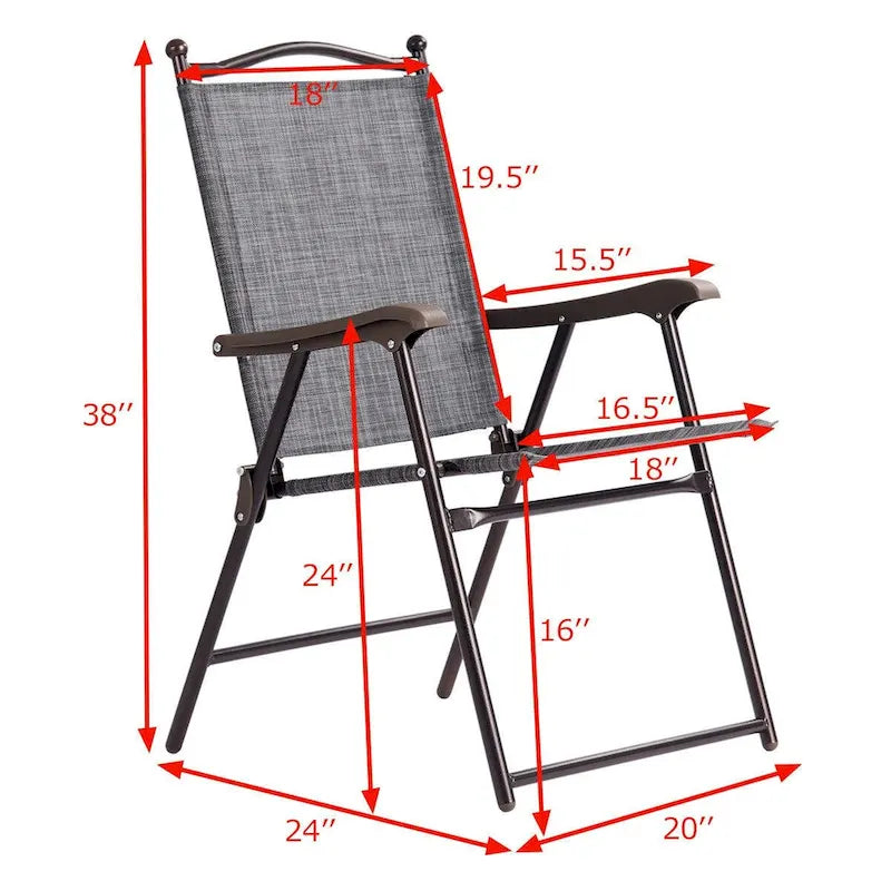 Costway Set of 2 Patio Folding Sling Back Chairs Camping Deck Garden - Set of 2