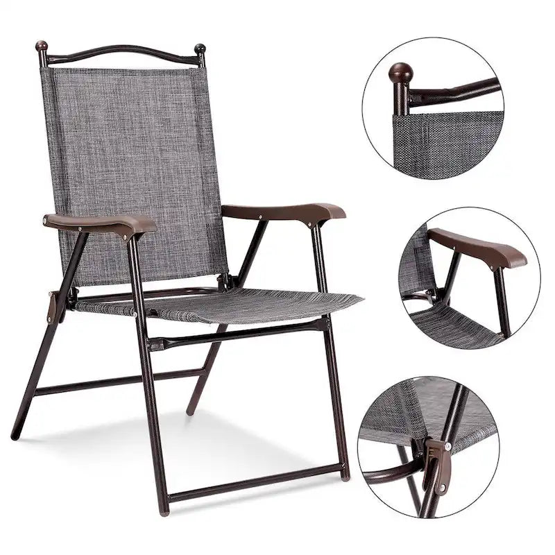Costway Set of 2 Patio Folding Sling Back Chairs Camping Deck Garden - Set of 2