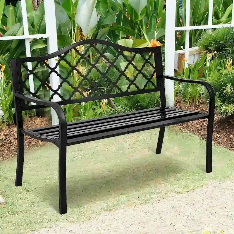 Costway Banc de Jardin 50 Places Canapé Deux Places Mobilier de Parc Extérieur Décoration