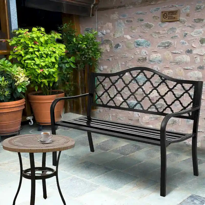 Costway Banc de Jardin 50 Places Canapé Deux Places Mobilier de Parc Extérieur Décoration