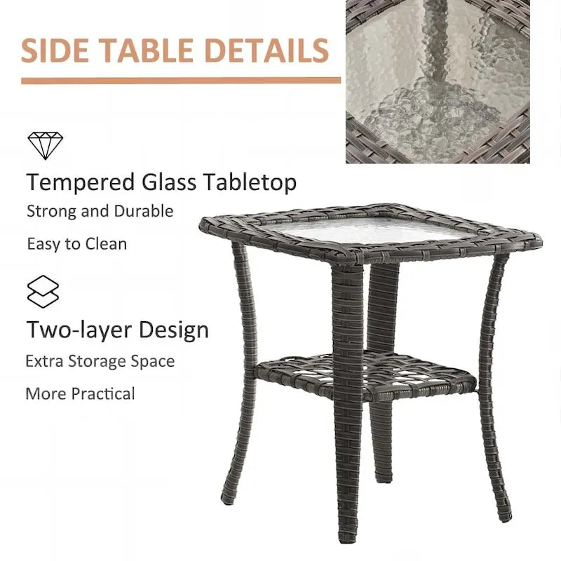 Ensemble de mobilier de jardin en osier 6 pièces avec fauteuils pivotants à bascule