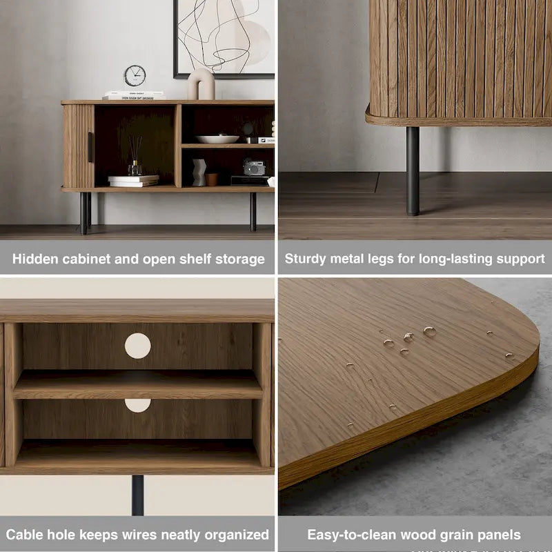 Meuble TV console média Tambour pour téléviseurs jusqu'à 55 pouces
