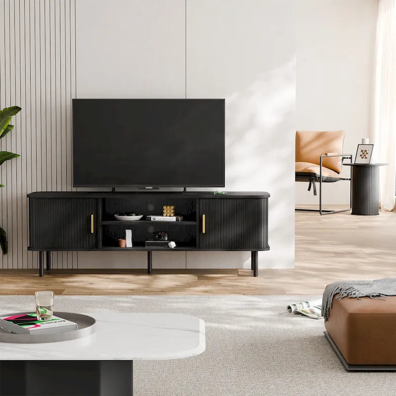 Meuble TV console média Tambour pour téléviseurs jusqu'à 55 pouces