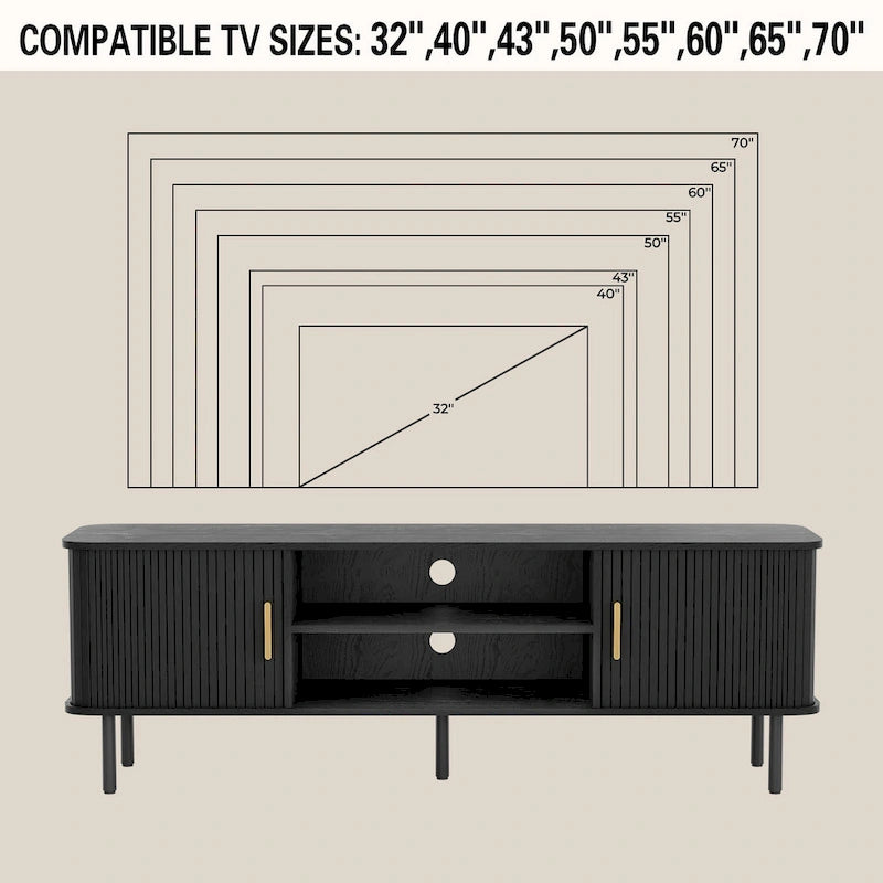 Meuble TV console média Tambour pour téléviseurs jusqu'à 55 pouces