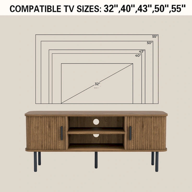 Meuble TV console média Tambour pour téléviseurs jusqu'à 55 pouces