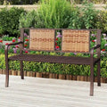 Costway Patio Garden Bench Steel Frame Rattan Backrest Park Yard - 21 x 51 x 33 (L x W x H)