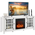 Meuble TV Costway de 58 pouces avec foyer électrique pour téléviseurs jusqu'à 65 pouces - 58 x 16 x 25