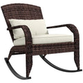 Fauteuil à bascule Adirondack en osier, fauteuil à bascule en rotin pour patio avec dossier haut, coussin d'assise et oreiller pour jardin, véranda, balcon