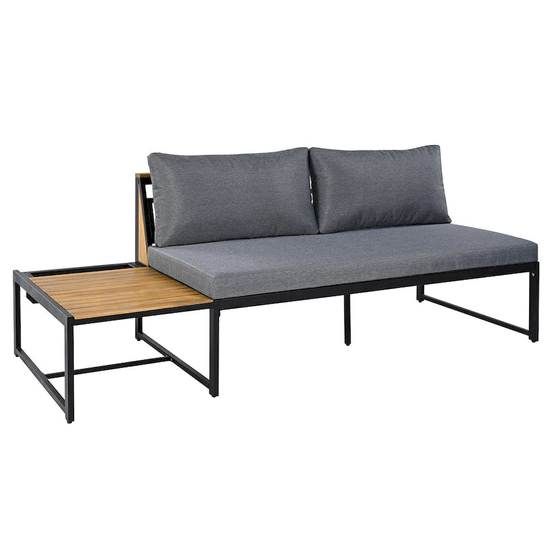 Ensemble de canapés d'extérieur 4 pièces avec coussins imperméables, ensemble de mobilier de patio avec table basse, fauteuil d'angle et 2 causeuses