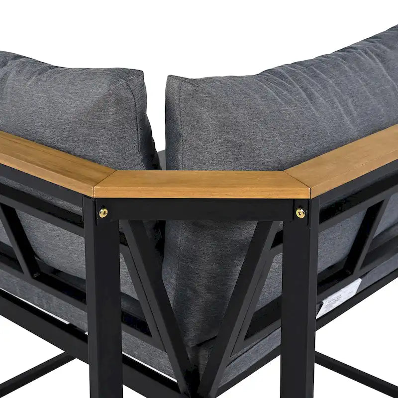 Ensemble de canapés d'extérieur 4 pièces avec coussins imperméables, ensemble de mobilier de patio avec table basse, fauteuil d'angle et 2 causeuses