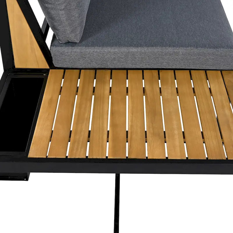 Ensemble de canapés d'extérieur 4 pièces avec coussins imperméables, ensemble de mobilier de patio avec table basse, fauteuil d'angle et 2 causeuses
