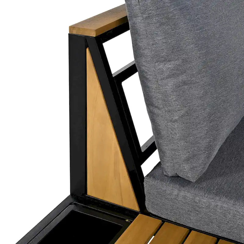 Ensemble de canapés d'extérieur 4 pièces avec coussins imperméables, ensemble de mobilier de patio avec table basse, fauteuil d'angle et 2 causeuses