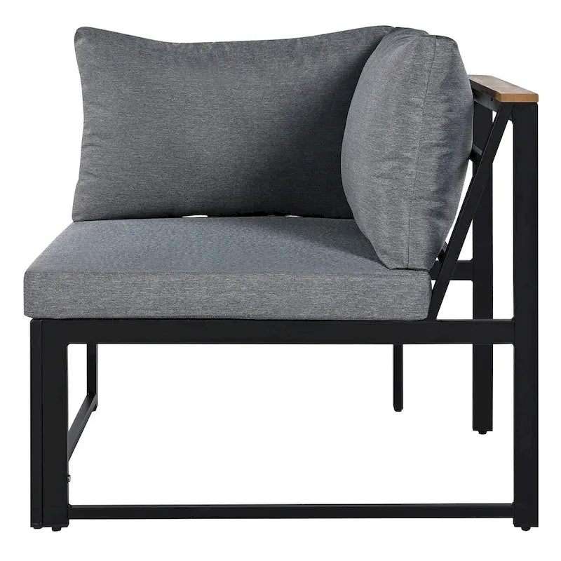 Ensemble de canapés d'extérieur 4 pièces avec coussins imperméables, ensemble de mobilier de patio avec table basse, fauteuil d'angle et 2 causeuses