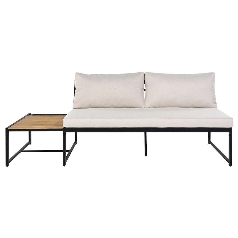 Ensemble de canapés d'extérieur 4 pièces avec coussins imperméables, ensemble de mobilier de patio avec table basse, fauteuil d'angle et 2 causeuses