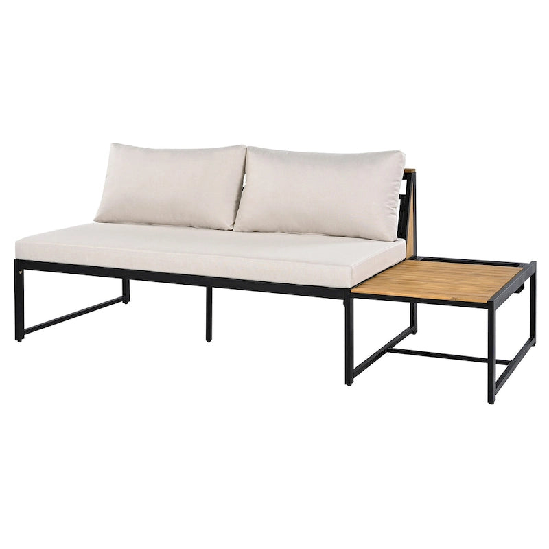 Ensemble de canapés d'extérieur 4 pièces avec coussins imperméables, ensemble de mobilier de patio avec table basse, fauteuil d'angle et 2 causeuses
