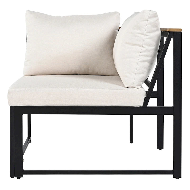 Ensemble de canapés d'extérieur 4 pièces avec coussins imperméables, ensemble de mobilier de patio avec table basse, fauteuil d'angle et 2 causeuses