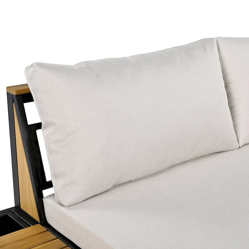 Ensemble de canapés d'extérieur 4 pièces avec coussins imperméables, ensemble de mobilier de patio avec table basse, fauteuil d'angle et 2 causeuses
