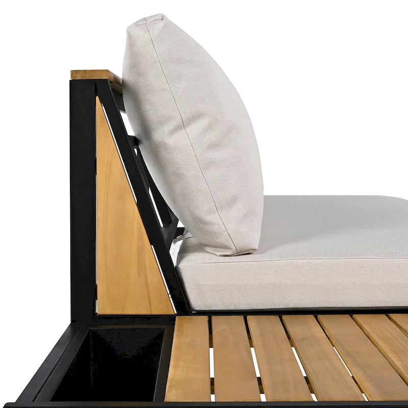 Ensemble de canapés d'extérieur 4 pièces avec coussins imperméables, ensemble de mobilier de patio avec table basse, fauteuil d'angle et 2 causeuses