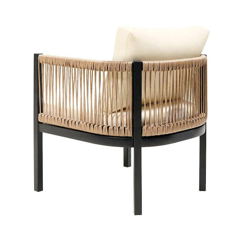 Ensemble de canapé d'angle d'extérieur 5 pièces en rotin PE, ensemble de mobilier de conversation pour patio avec causeuse, 2 chaises et table
