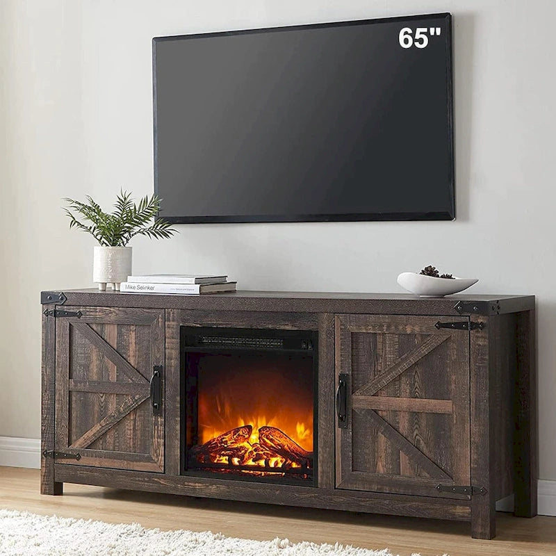Meuble TV de cheminée de ferme, Meuble TV rustique
