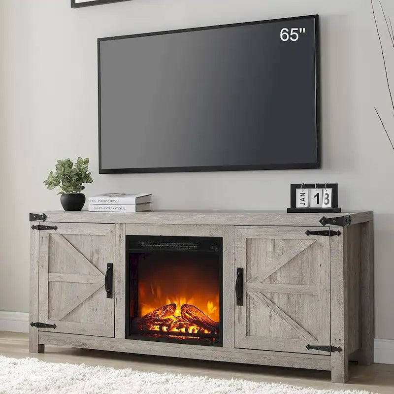 Meuble TV de cheminée de ferme, Meuble TV rustique