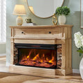 Meuble TV de ferme avec foyer en verre à 3 côtés, centre de divertissement