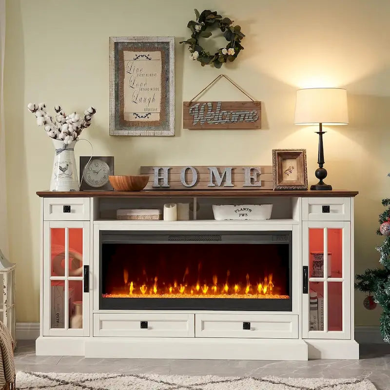 Fireplace TV Stand for 80 Inch TV, Entertainment Center,Media Console
