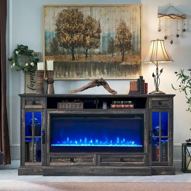 Fireplace TV Stand for 80 Inch TV, Entertainment Center,Media Console