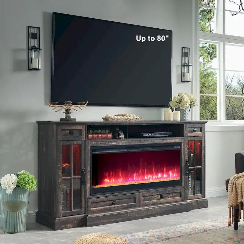 Fireplace TV Stand for 80 Inch TV, Entertainment Center,Media Console